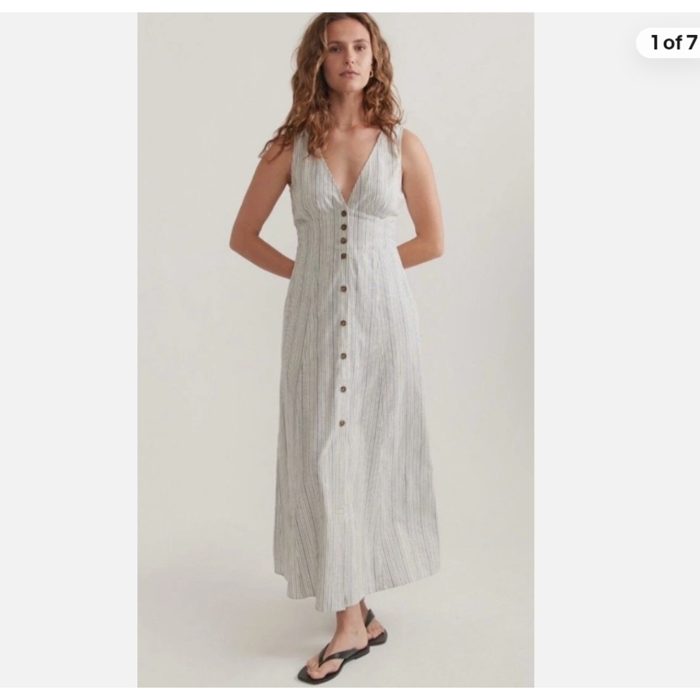 Elegant White Striped Maxi Dress